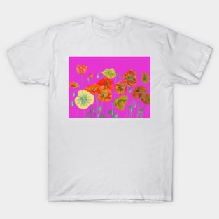 Red Poppy Watercolor Painting Magenta T-Shirt